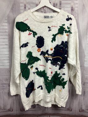 Vintage Caribbean Island Cable Knit Sweater Russ Sport 2X